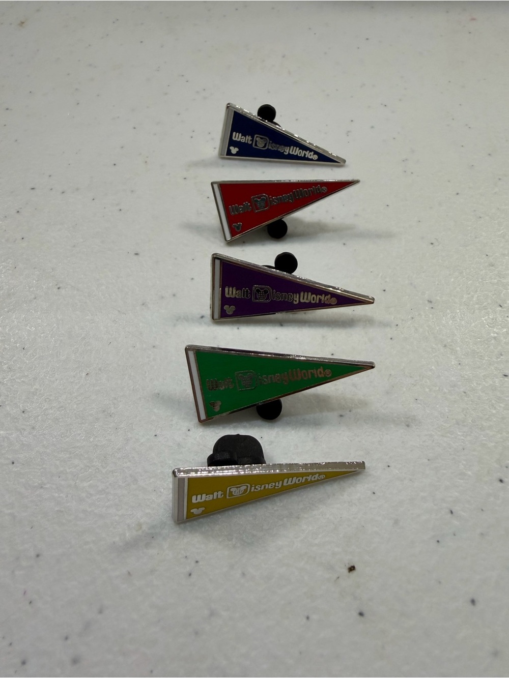 5 Disney Enamel pin Set – Blue, Red, Purple, Green, Yellow